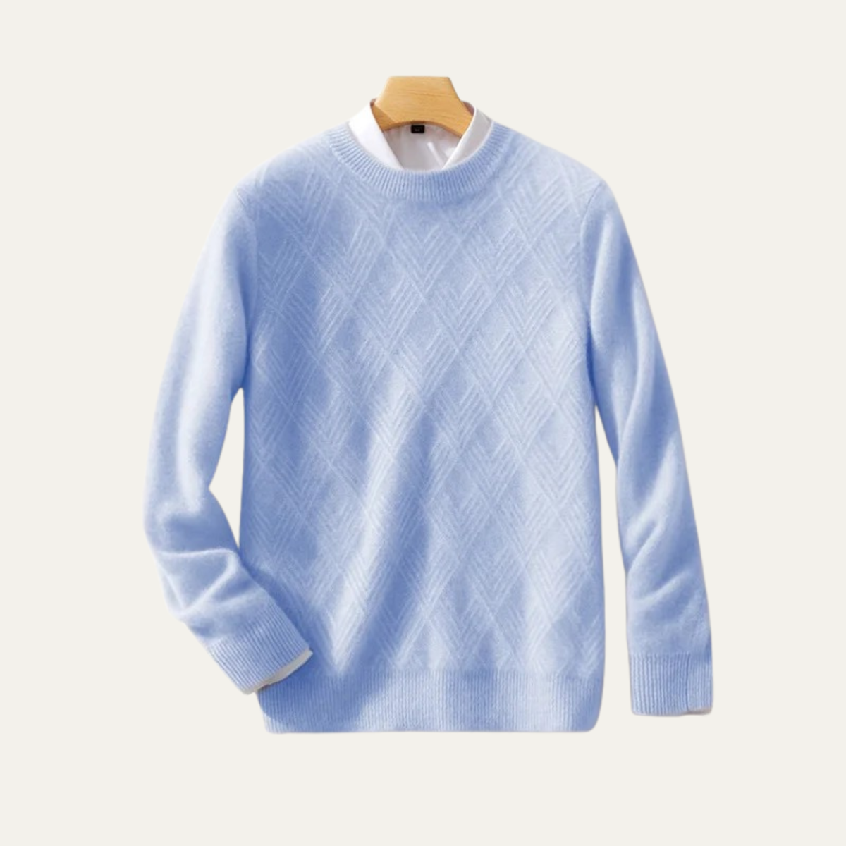 Dama Washington Ezra men's cream diamond knit crew neck sweater - view 3