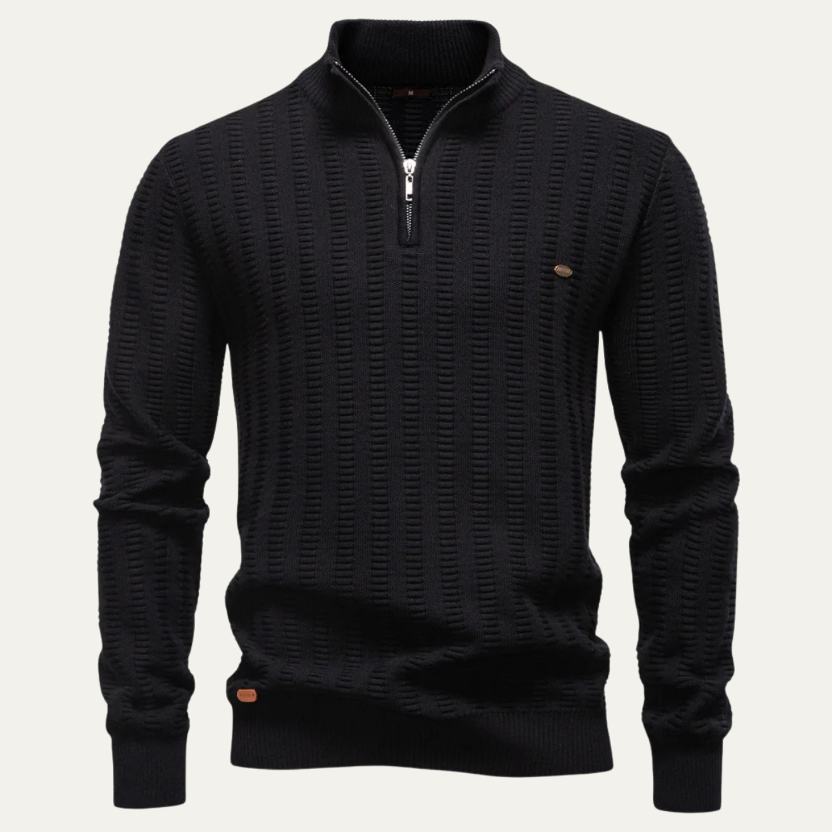 Dama Washington Caleb men's quarter zip cable knit sweater navy - view 2
