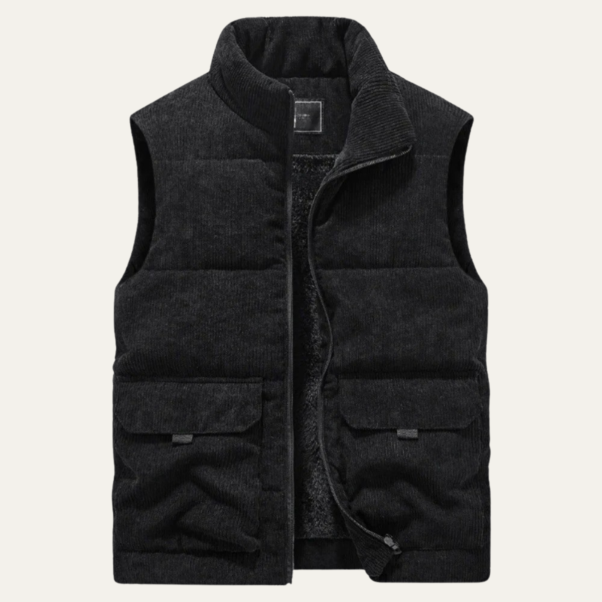 Bram | Men's Corduroy Puffer Vest Tan Sherpa Lined