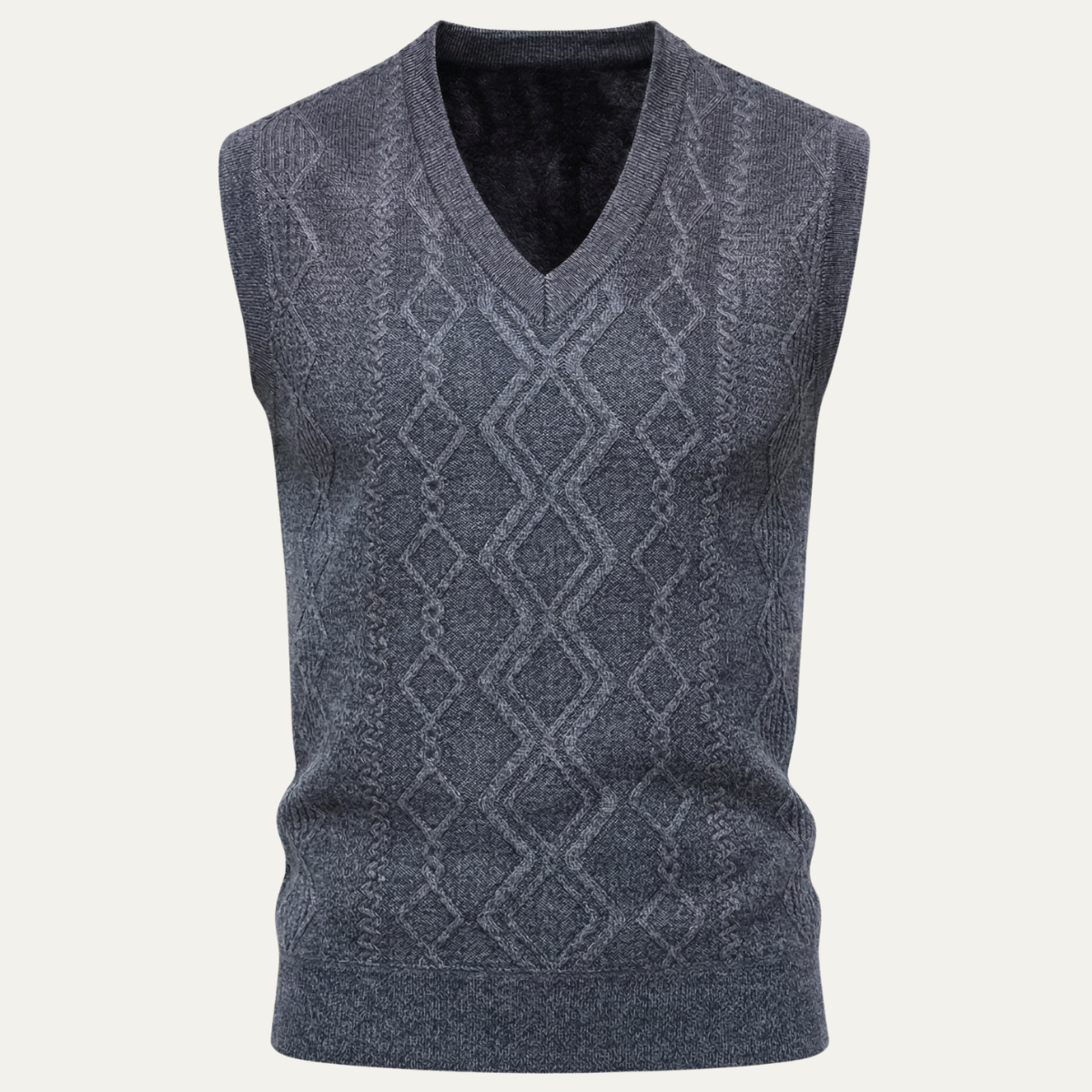 Landon | Men's Cable Knit V Neck Sweater Vest Navy