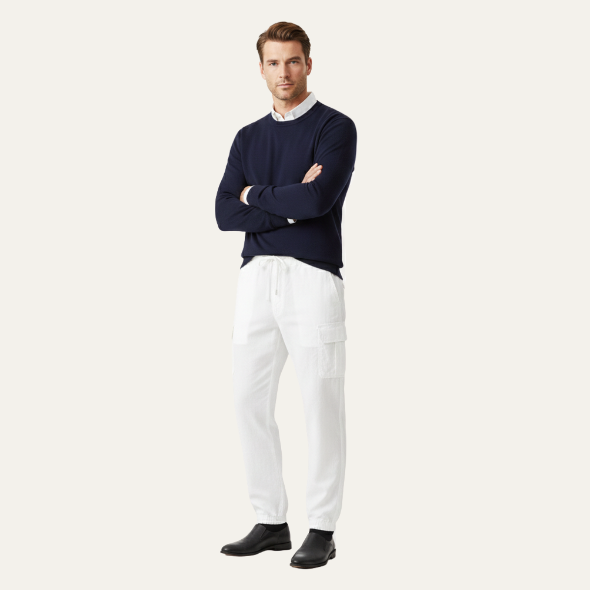 Jude | Men's Cargo Pants Light Gray Relaxed Fit Multi Pocket
