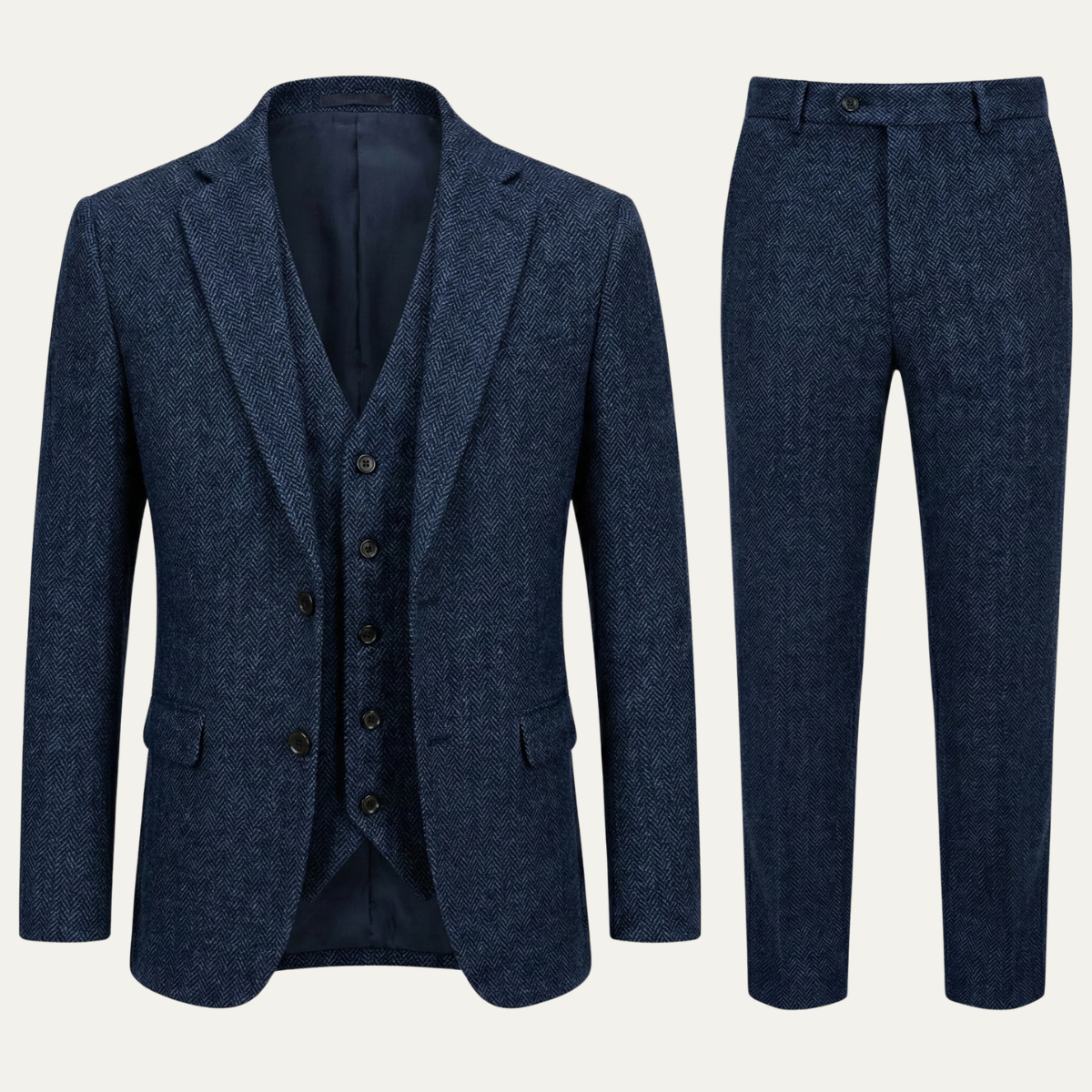 Everett | Men's Tweed Suit Gray Herringbone Three Piece