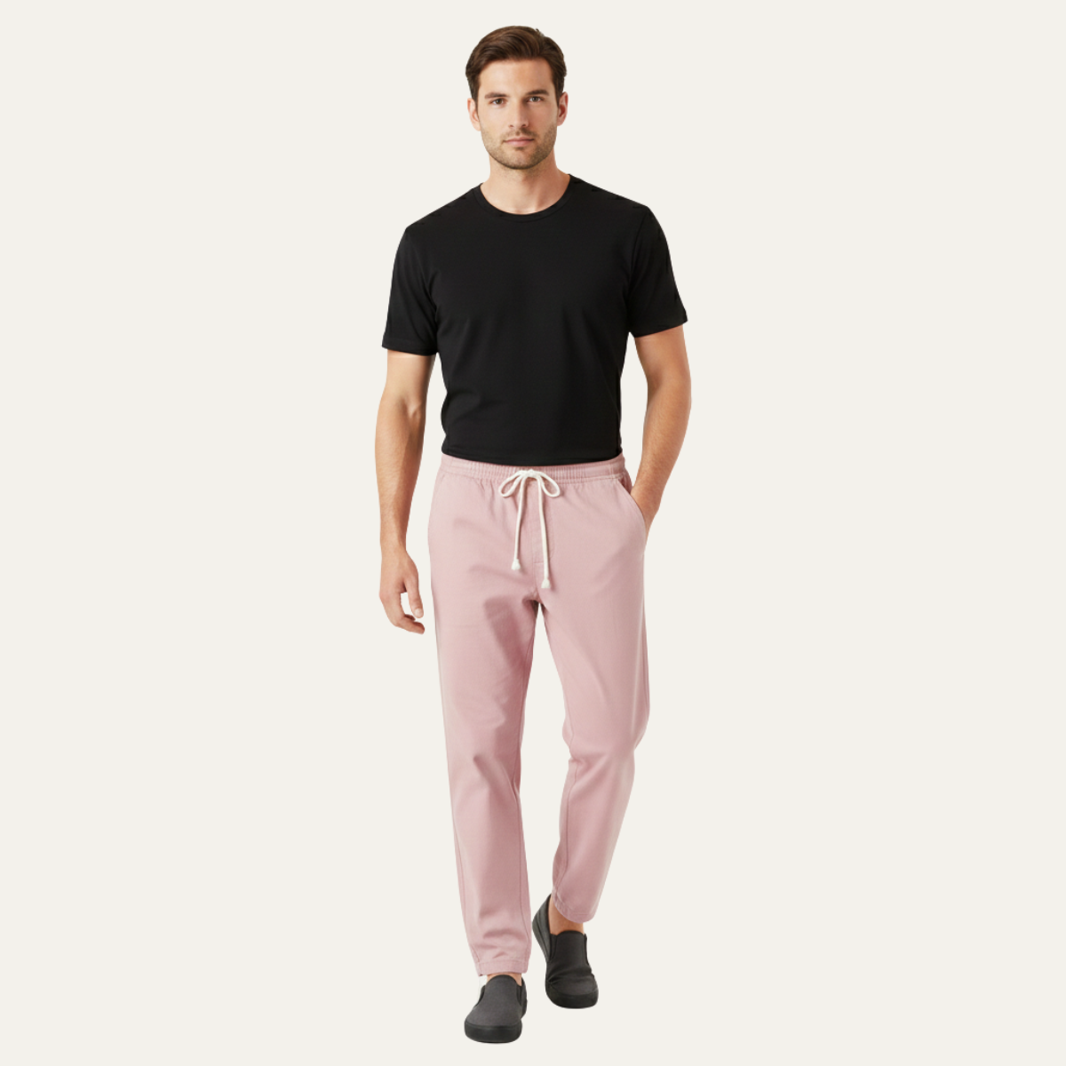 Lars | Men's Linen Pants White Drawstring Relaxed Fit