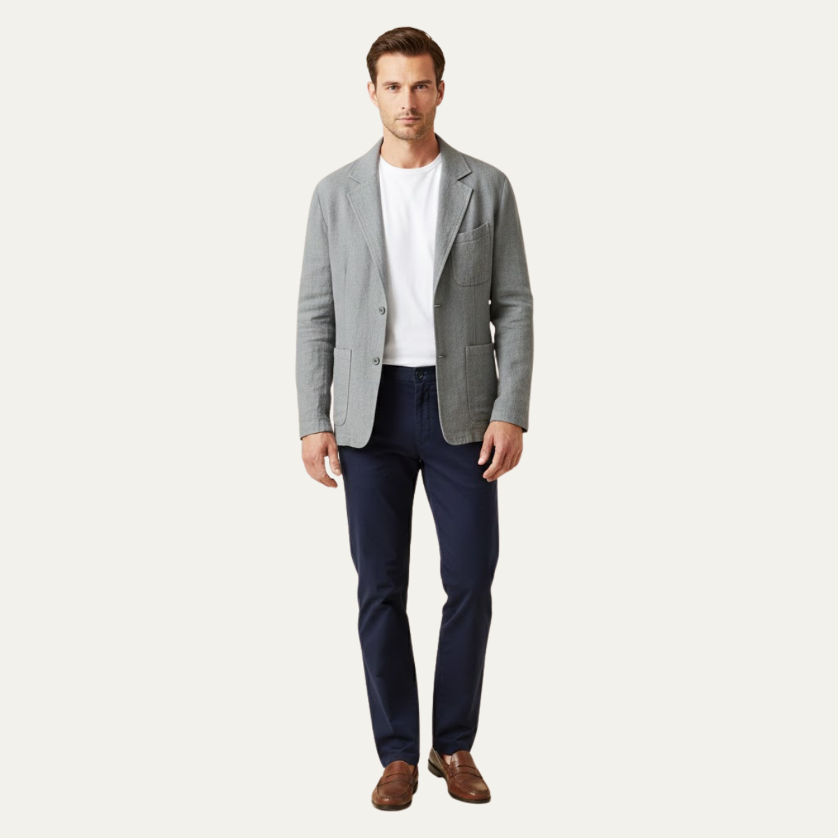 Beau | Men's Linen Blazer White Casual Button Up