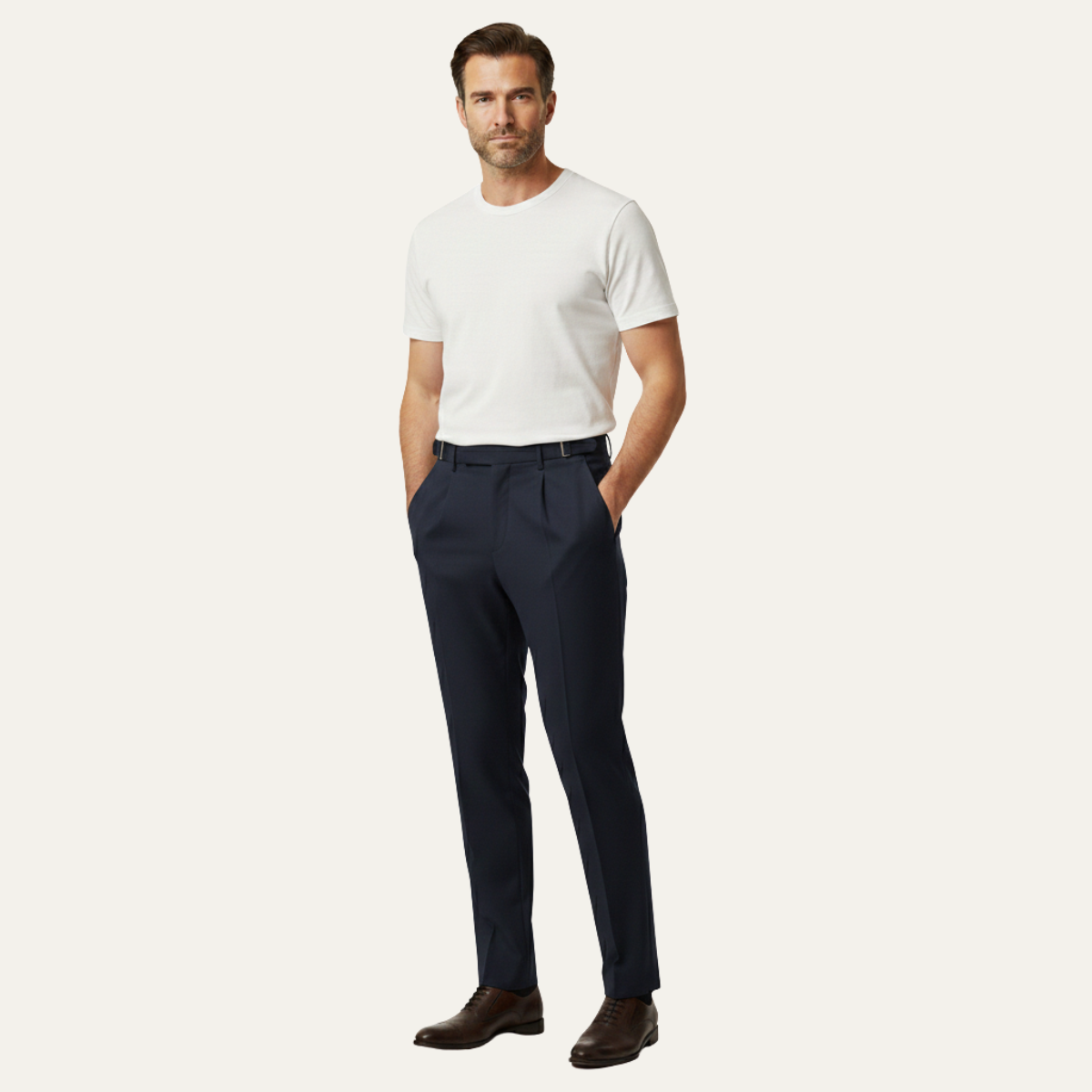 Callum | Men's Tailored Dress Pants Cream