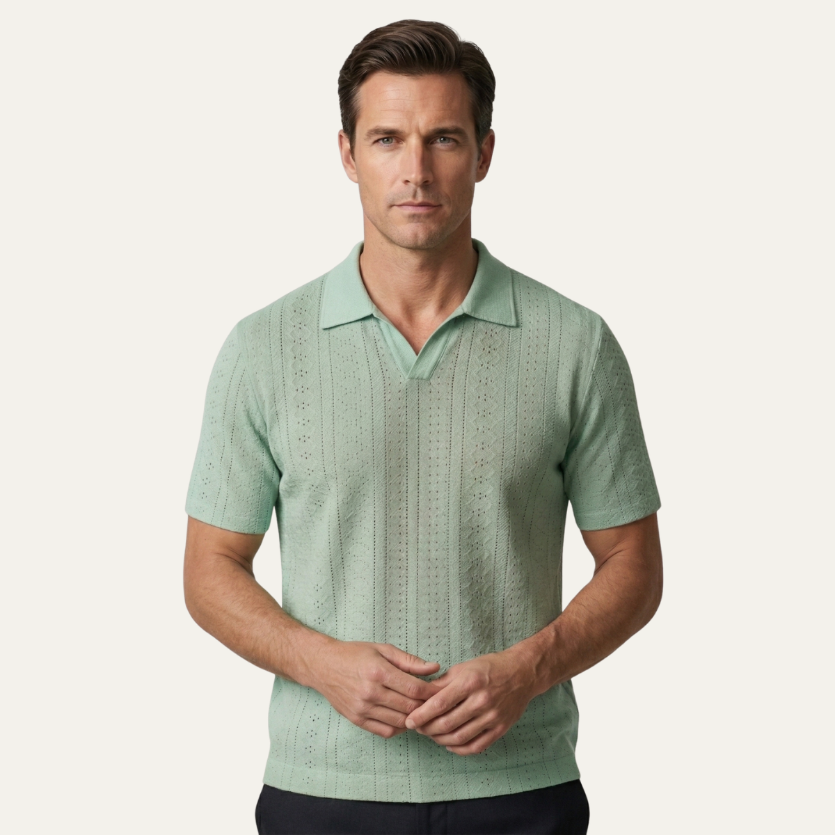 Blake | Men's Polo Shirt Camel Textured Knit