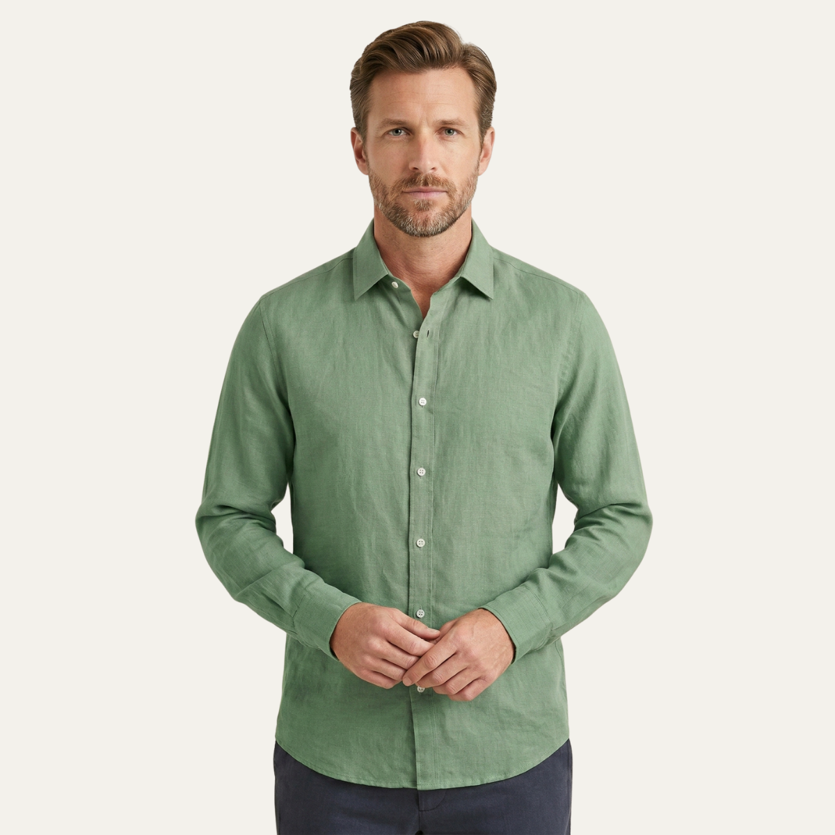 Kai | Men's Linen Button Up Shirt Light Blue Long Sleeve