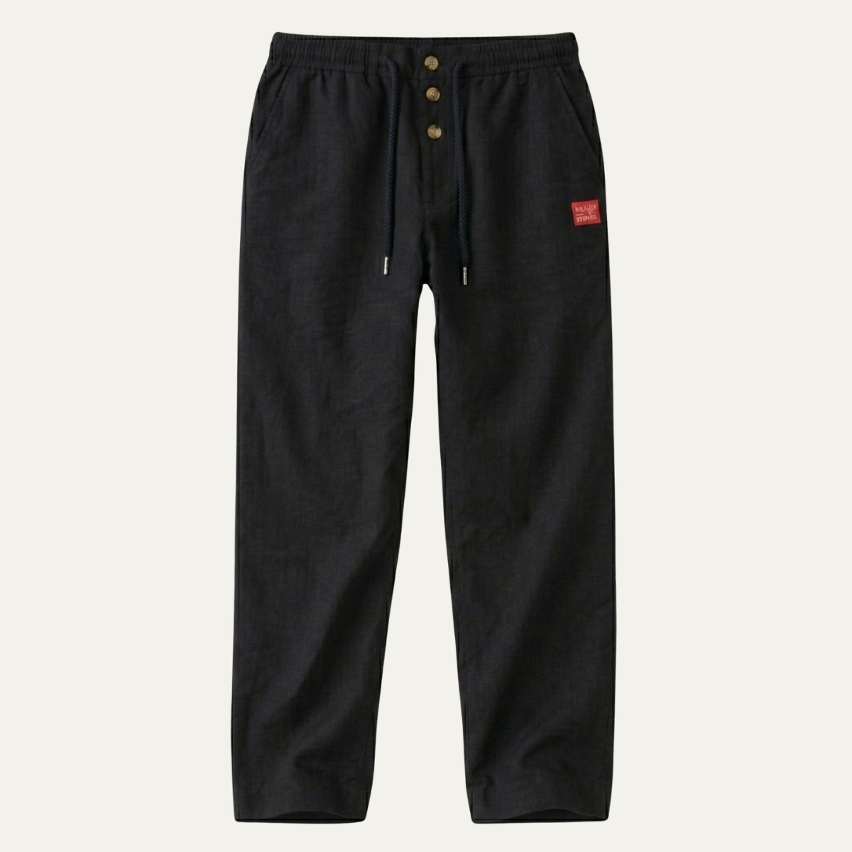 Ezra | Men's Casual Linen Pants Cream Straight Leg