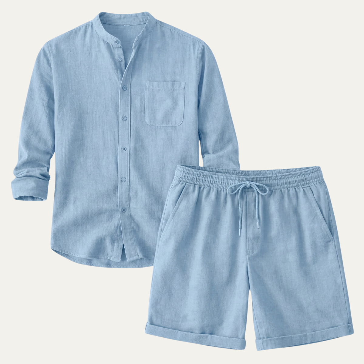 Ash | Men's Relaxed Linen Shorts Olive Green Elastic Waist