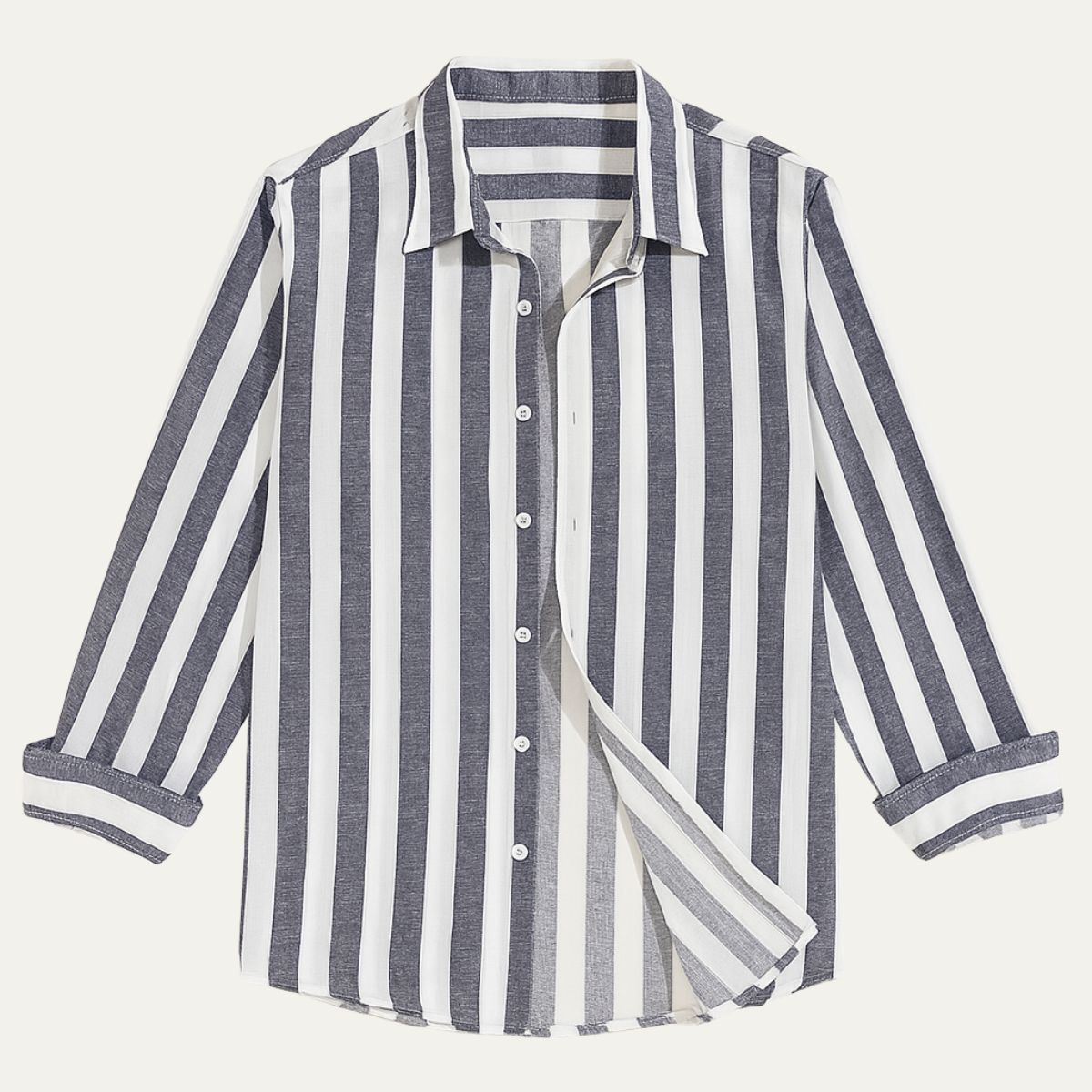 Axel | Men's Linen Striped Button Up Shirt Green White