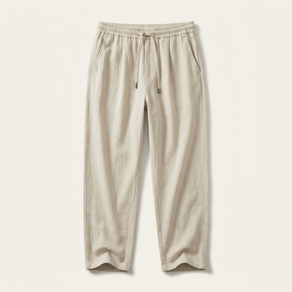 Dama Washington Beau men's linen pants cream loose fit drawstring - view 3