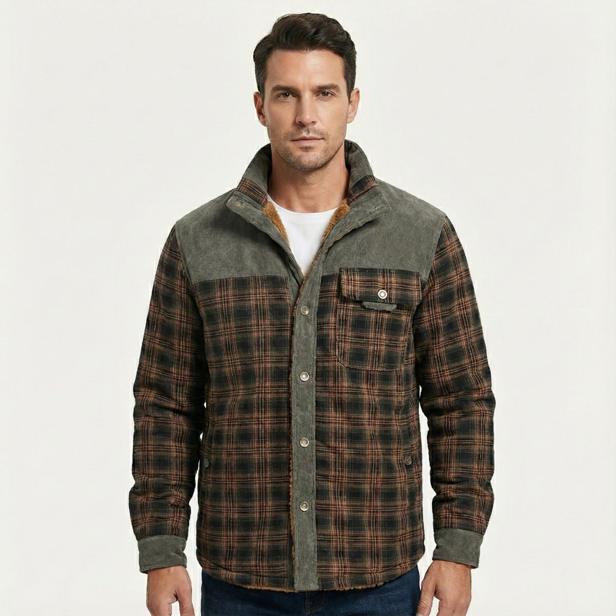 Rhys | Men's Plaid Check Jacket Burgundy Wool Blend