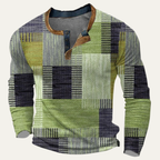 Dama Washington Sage men's patchwork henley shirt navy gold red - view 2