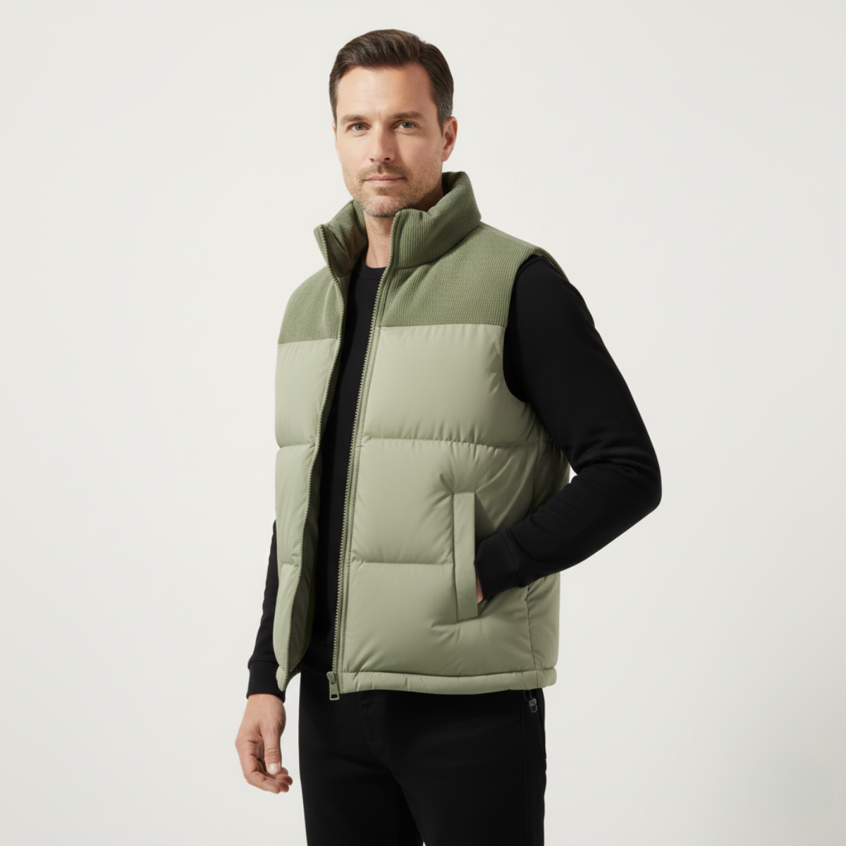 Axel | Men's Quilted Puffer Vest Black Charcoal