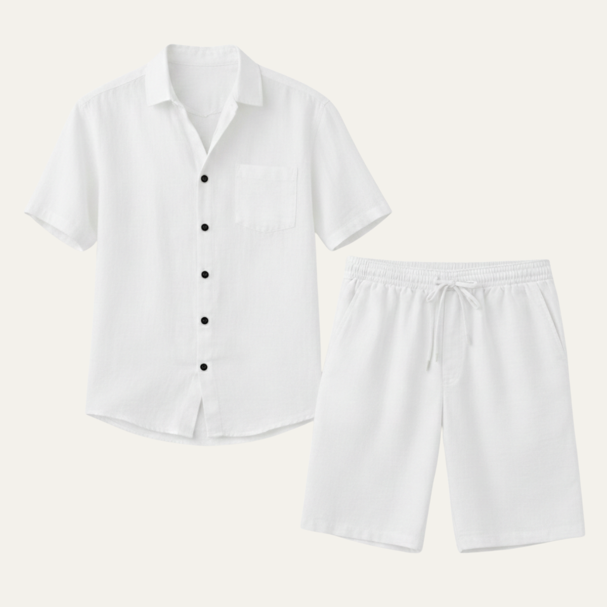 Eli | Men's Linen Shirt Shorts Set Sage Green