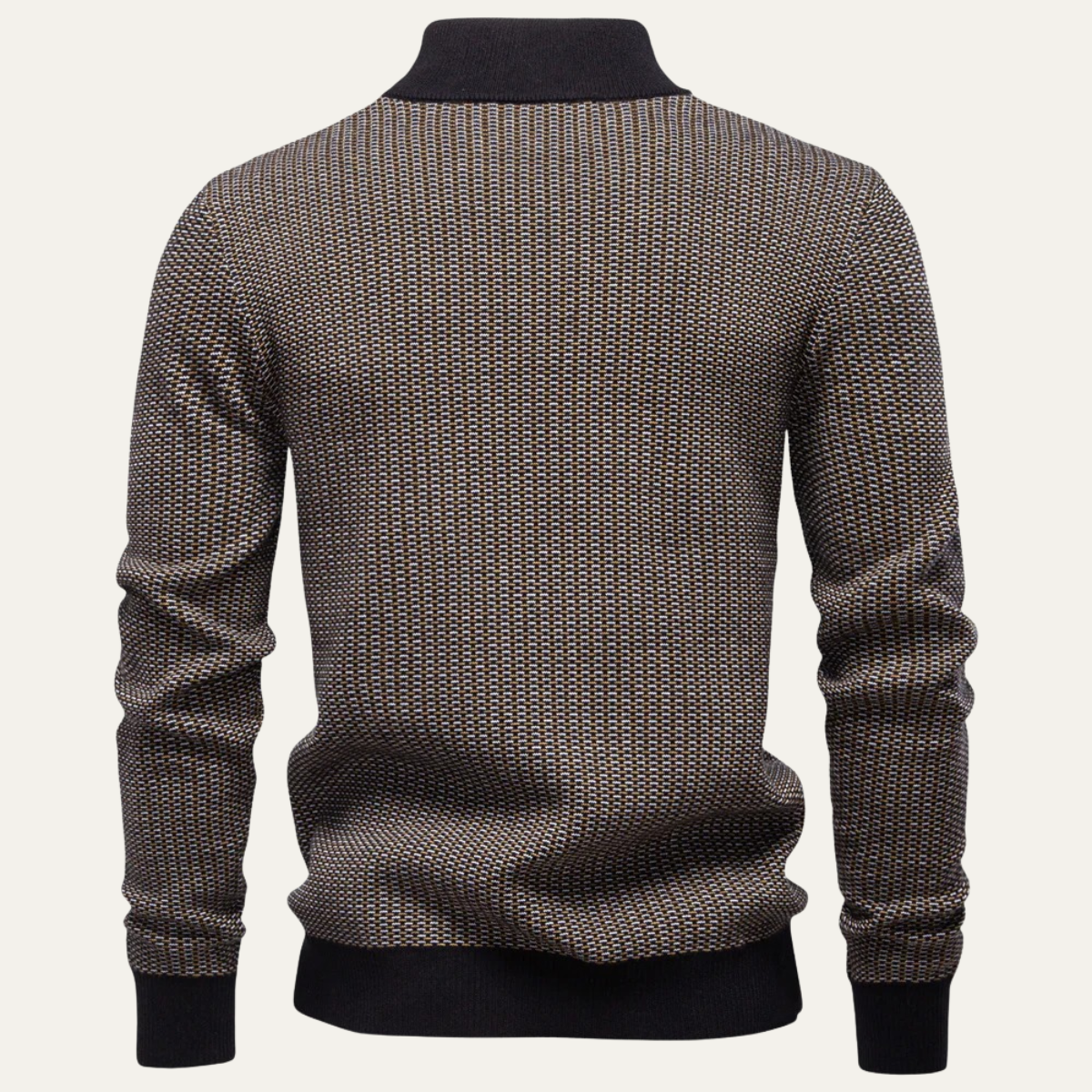 Ezra | Men's Quarter Zip Sweater Gray Textured Knit