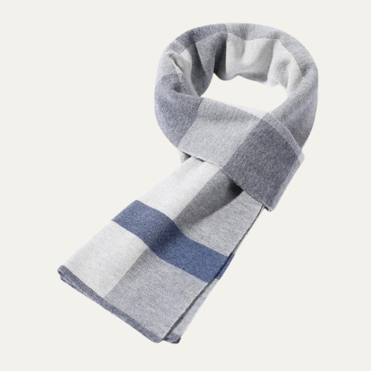 Bram | Men's Plaid Knit Scarf Gray Black Cream