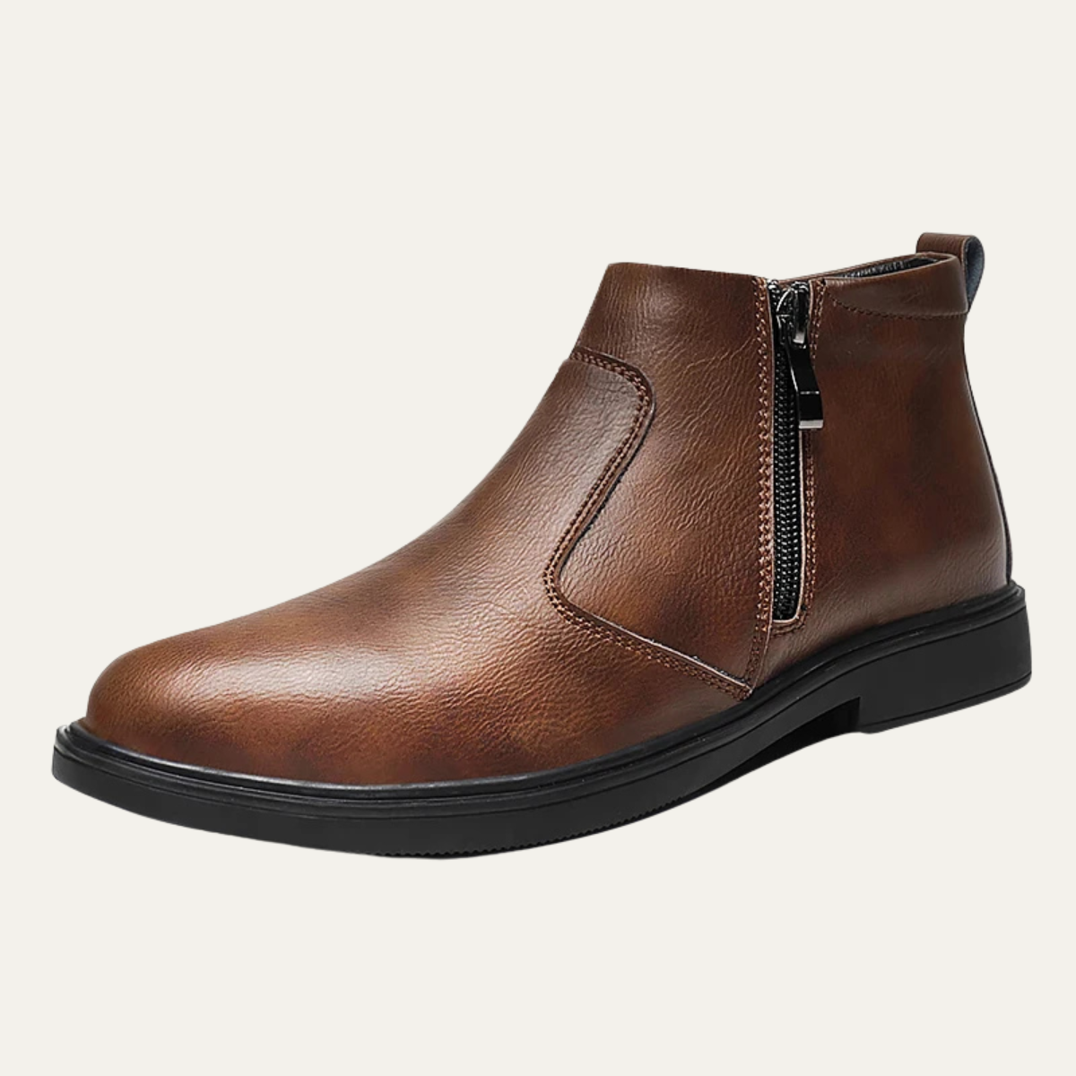 Rhys | Men's Casual Side Zip Leather Ankle Boots Black