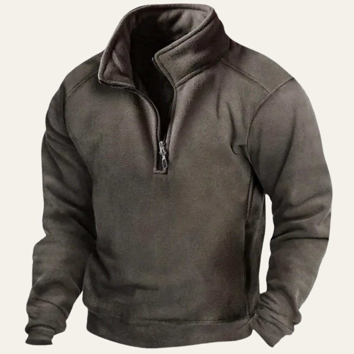 Flint | Men's Quarter Zip Fleece Sweatshirt Gray Mock Neck