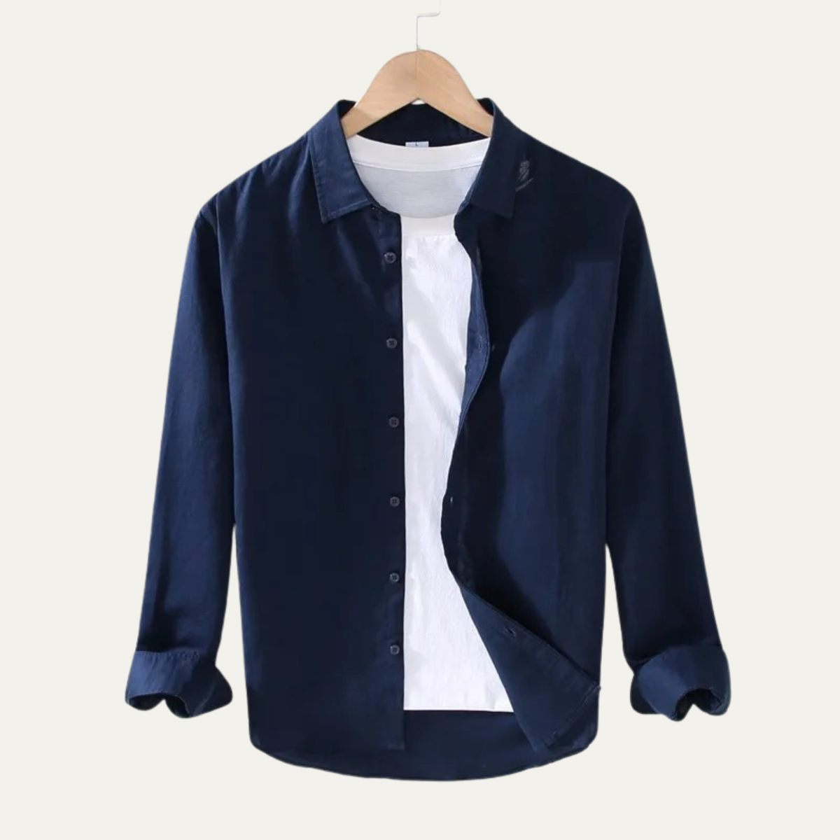 Kai | Men's Light Blue Linen Shirt Long Sleeve Button Up Casual