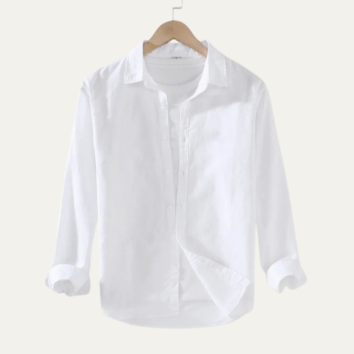 Ash | Men's Linen Shirt Cream Long Sleeve Button Up