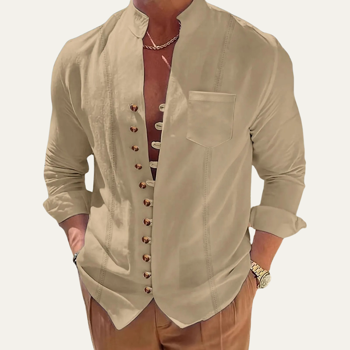 Axel | Men's Button Up Shirt White Long Sleeve Casual