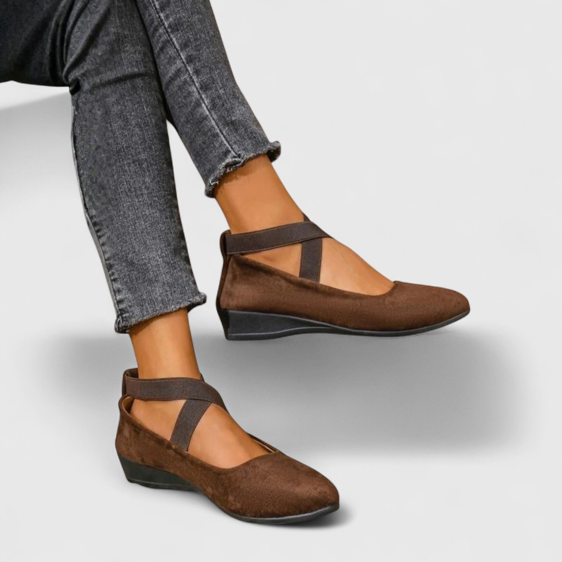 Stella | Women's Cross Strap Flat Shoes Black