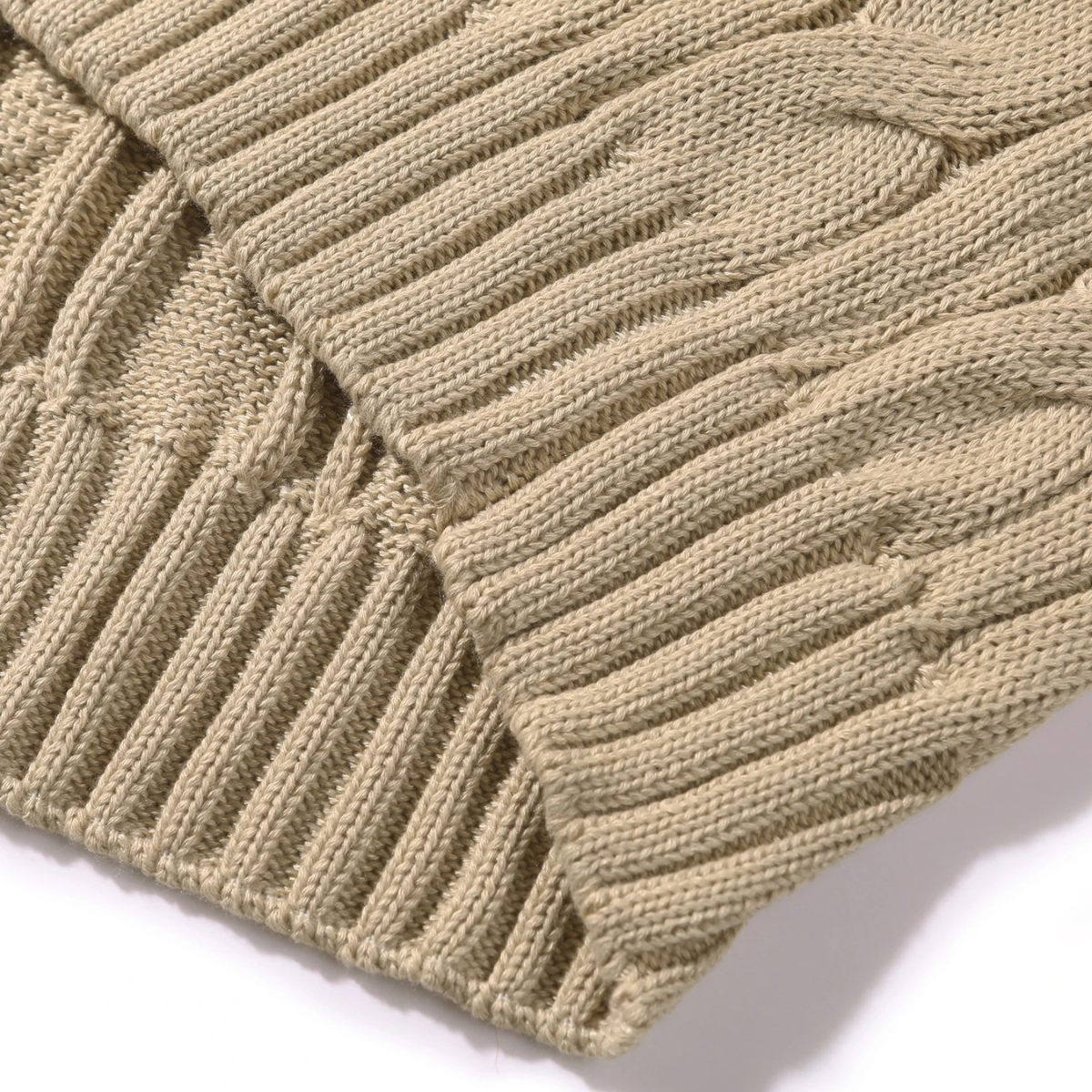 Rowan | Men's Cable Knit Shawl Collar Sweater Cream Button Neck
