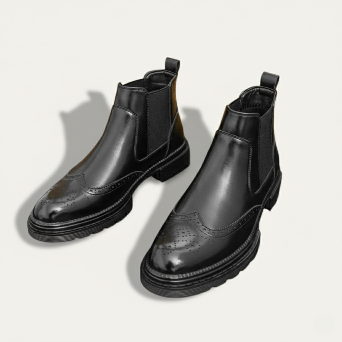 Axel | Men's Brogue Leather Chelsea Boots Black