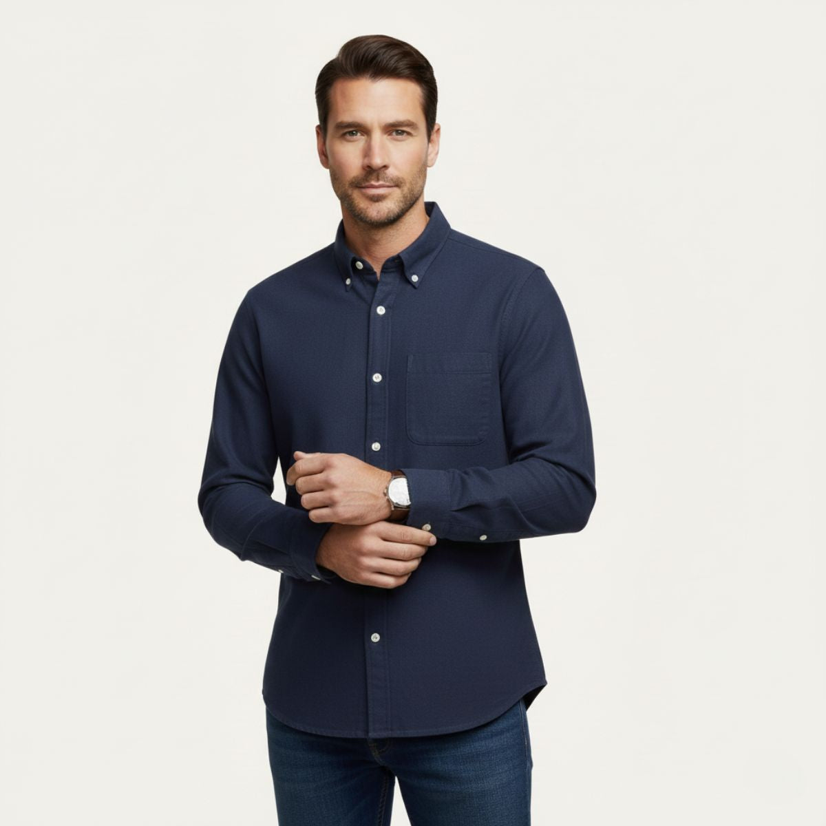 Arlo | Men's Button Up Shirt Black Long Sleeve Casual Oxford