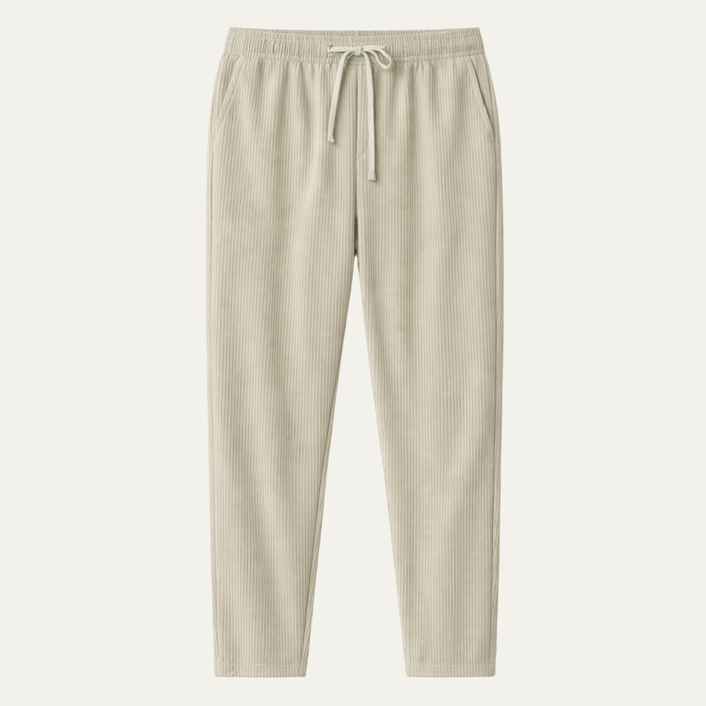 Dama Washington Rhys men's casual ribbed lounge pants cream - front view