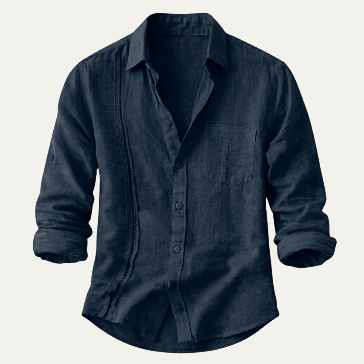 Callum | Men's Linen Button Up Shirt Cream Long Sleeve
