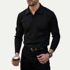 Dama Washington Bram men's smart casual pinstripe polo shirt black - view 5