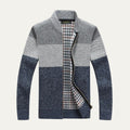 Dama Washington Axel men's cardigan gray navy colorblock zip up - front view
