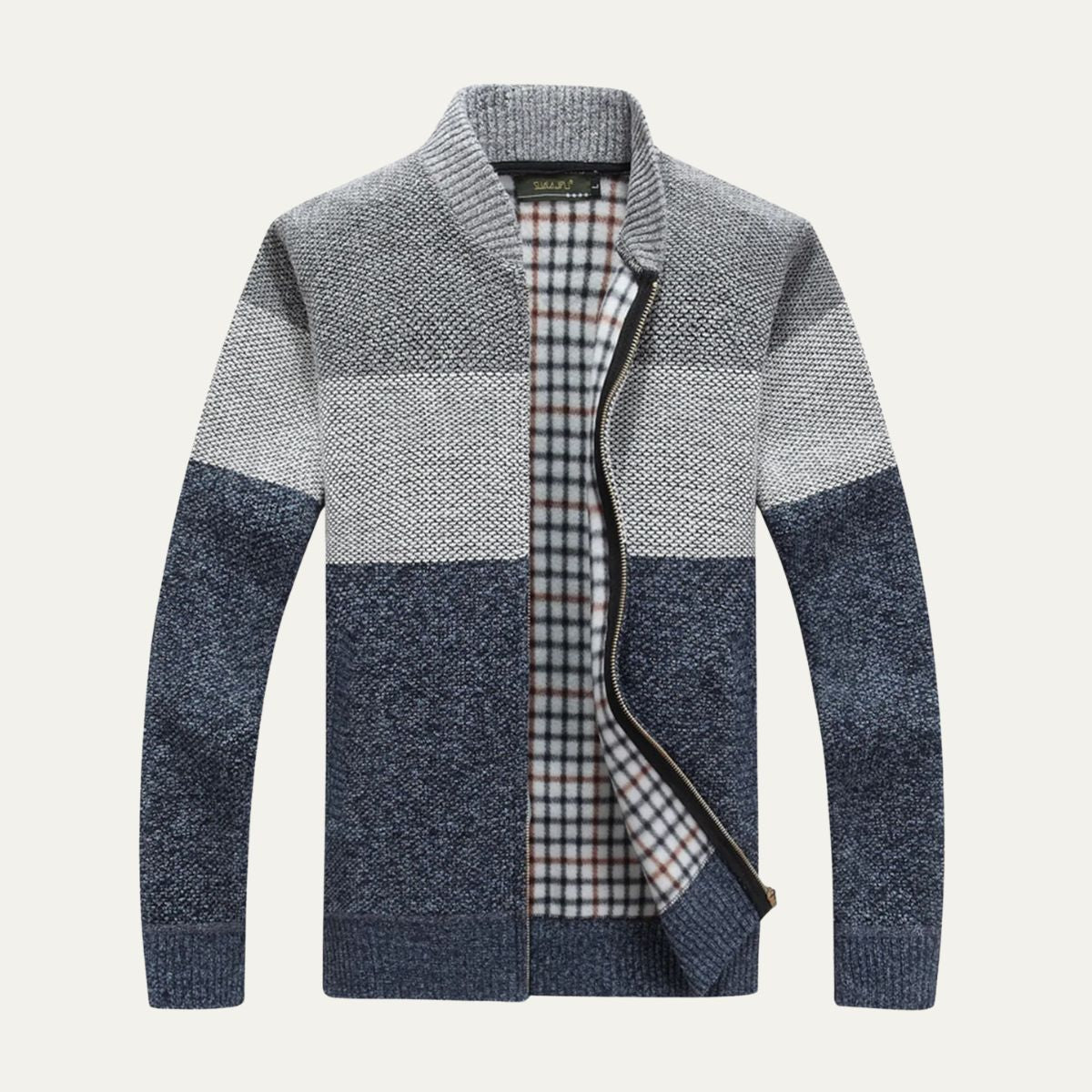 Axel | Men's Cardigan Gray Navy Colorblock Zip Up