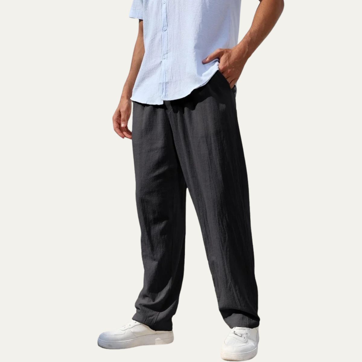 Axel | Men's Linen Pants Dark Gray Straight Leg