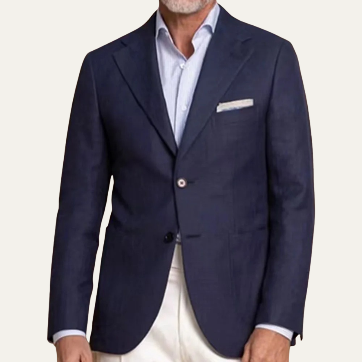 Axel | Men's Smart Casual Navy Blazer White Pants Two Piece Set