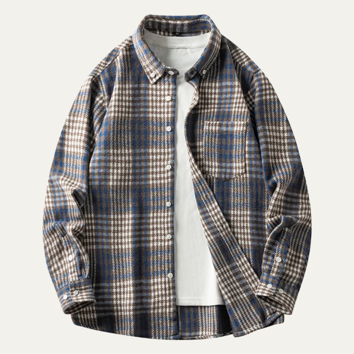 Beau | Men's Plaid Flannel Shirt Yellow Navy Brown
