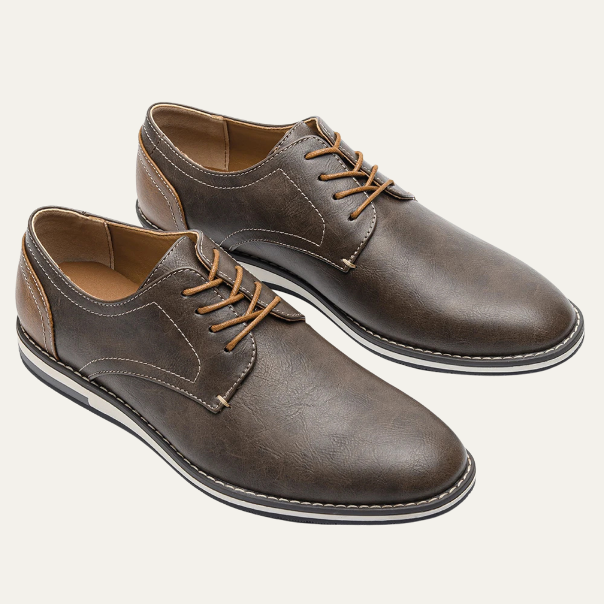 Axel | Men's Casual Oxford Leather Sneakers Gray Brown