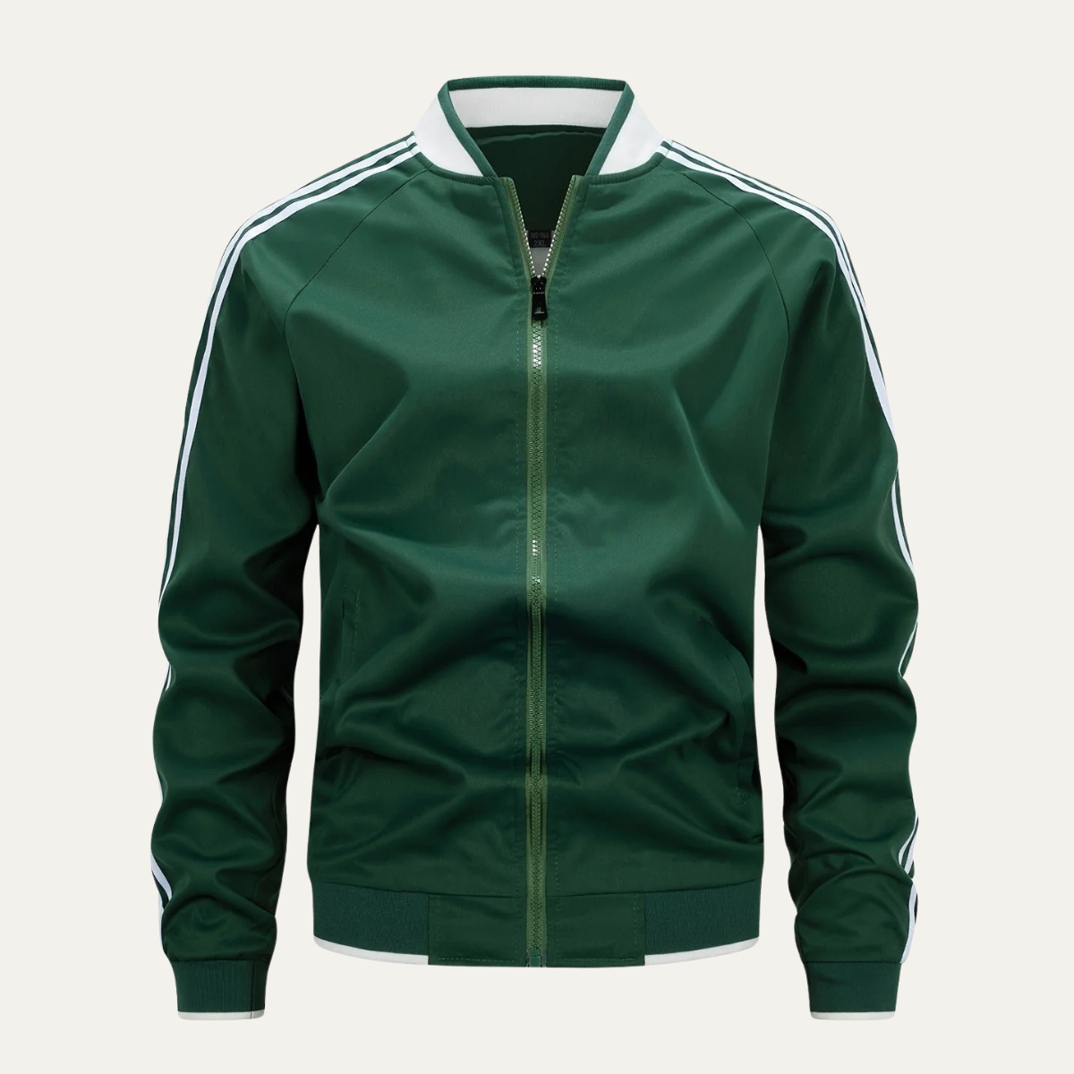 Rhys | Men's Lightweight Track Jacket Green White Striped Sleeves