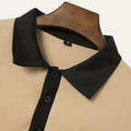 Dama Washington Bram men's fitted polo shirt cream black collar long sleeve - view 9