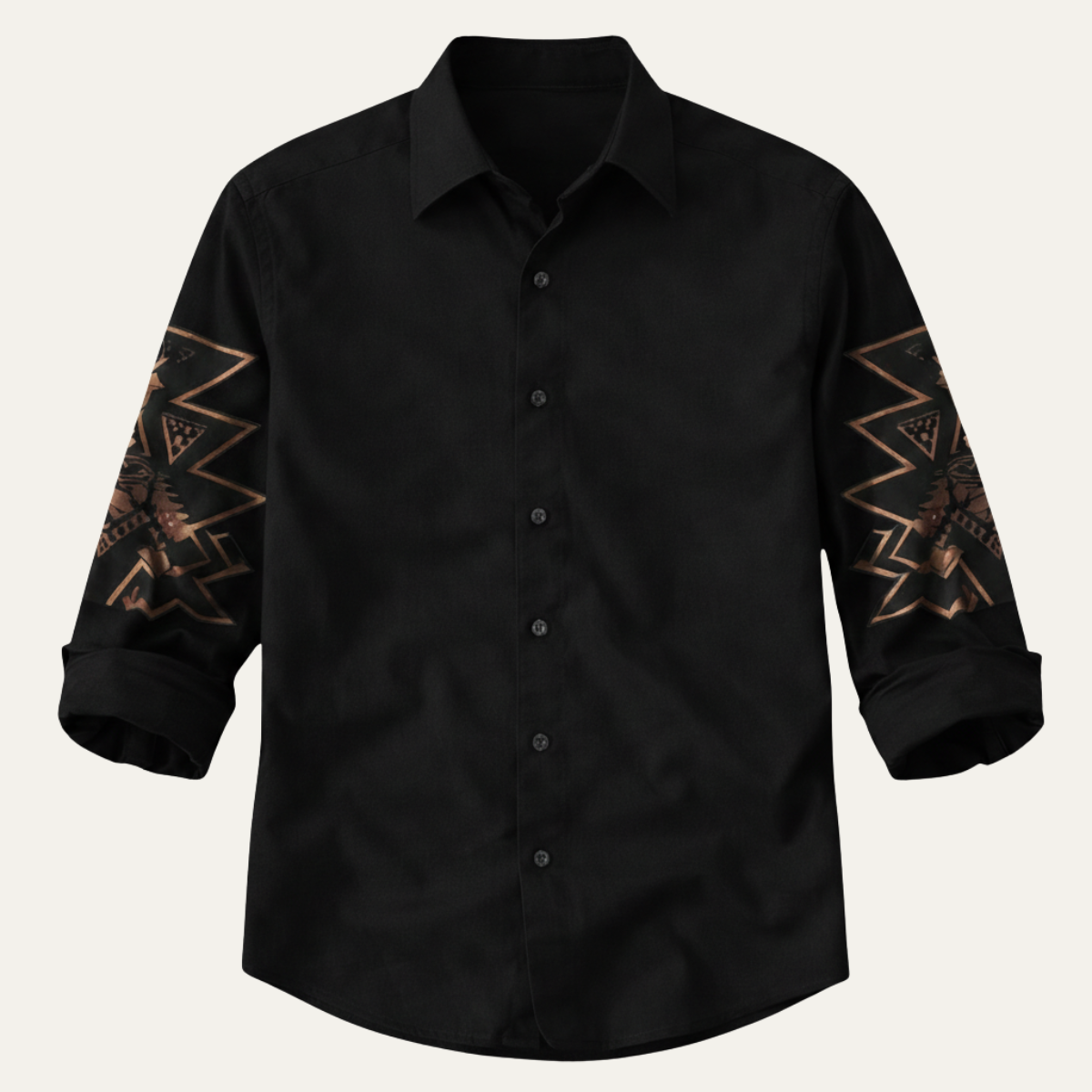 Wyatt | Men's Boho Button Up Shirt Teal Geometric Sleeves