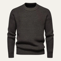 Dama Washington Ashton men's crew neck cable knit sweater charcoal - front view