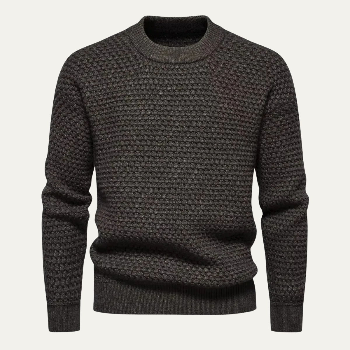 Ashton | Men's Crew Neck Cable Knit Sweater Charcoal