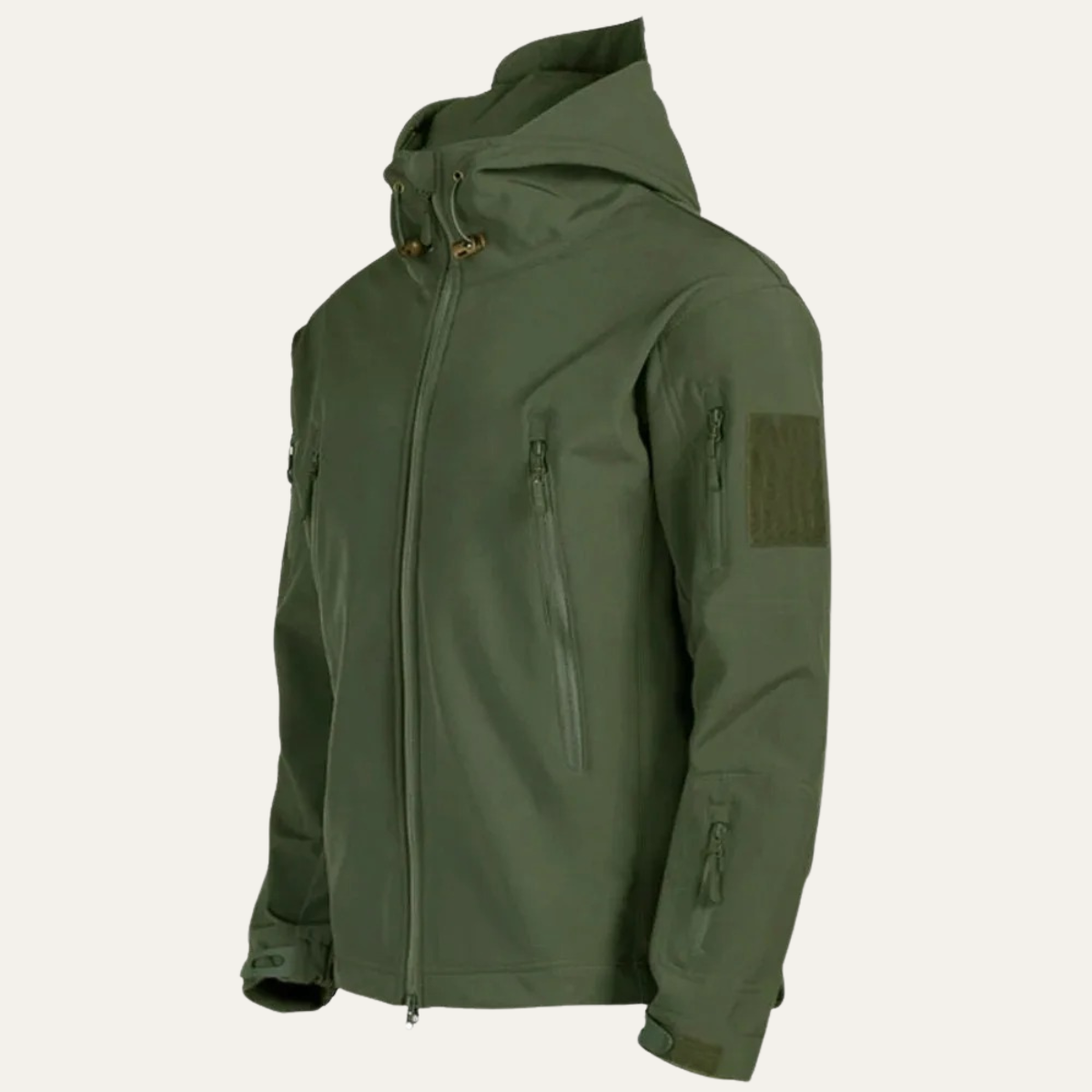 Voss | Men's Waterproof Soft Shell Jacket Olive Green With Hood