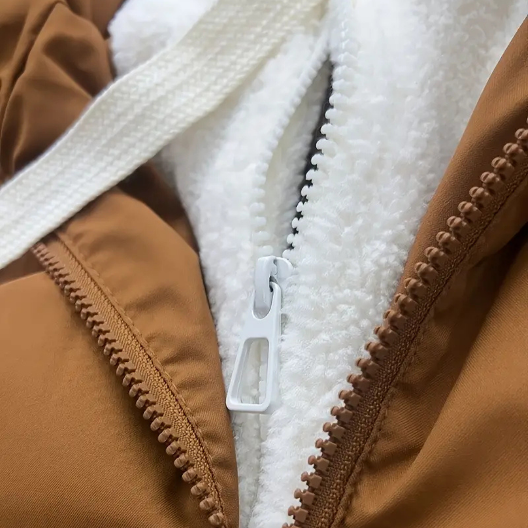 Ada | Women's Puffer Jacket Black Sherpa Lined Hood