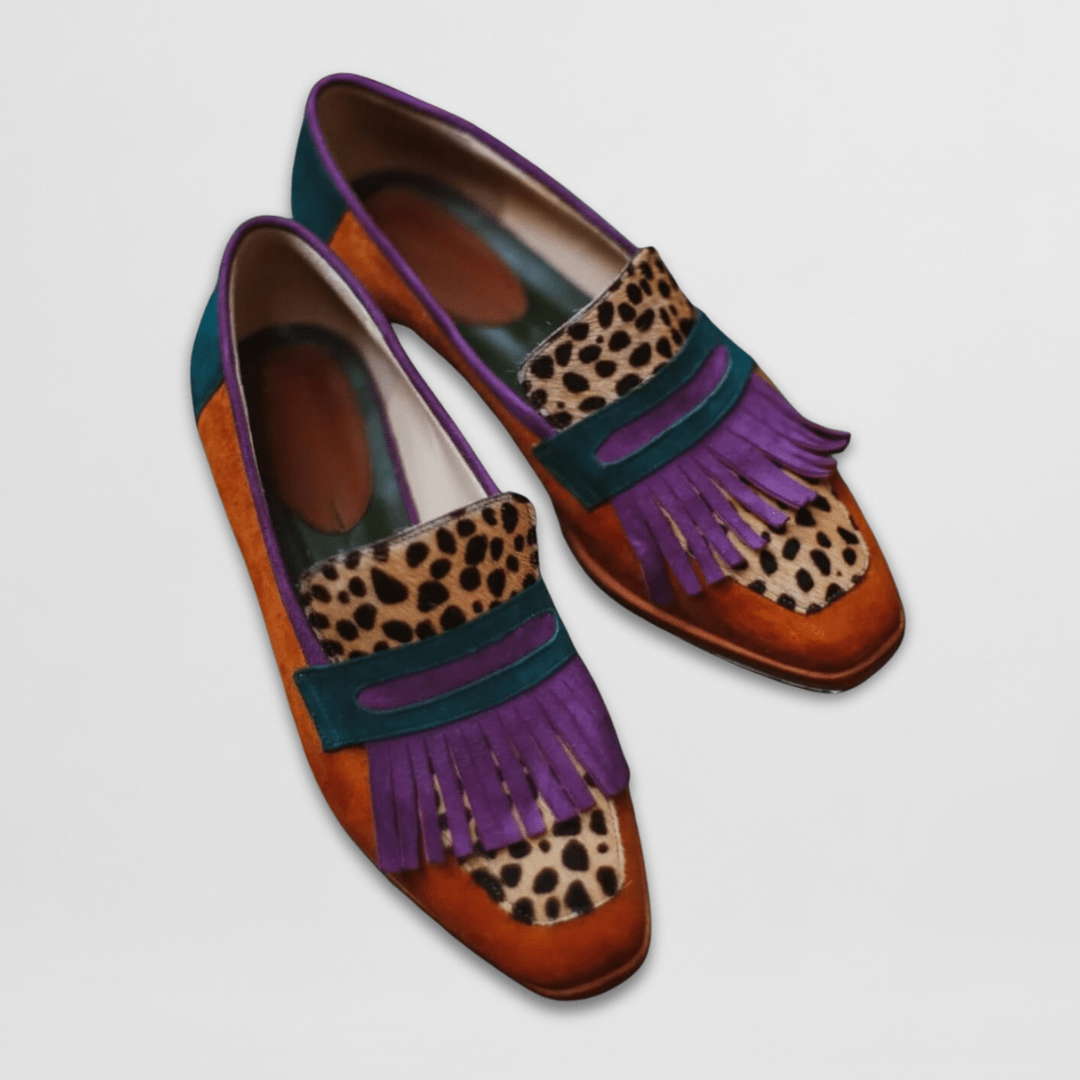 Alma | Women's Leopard Loafer Mules Red Orange