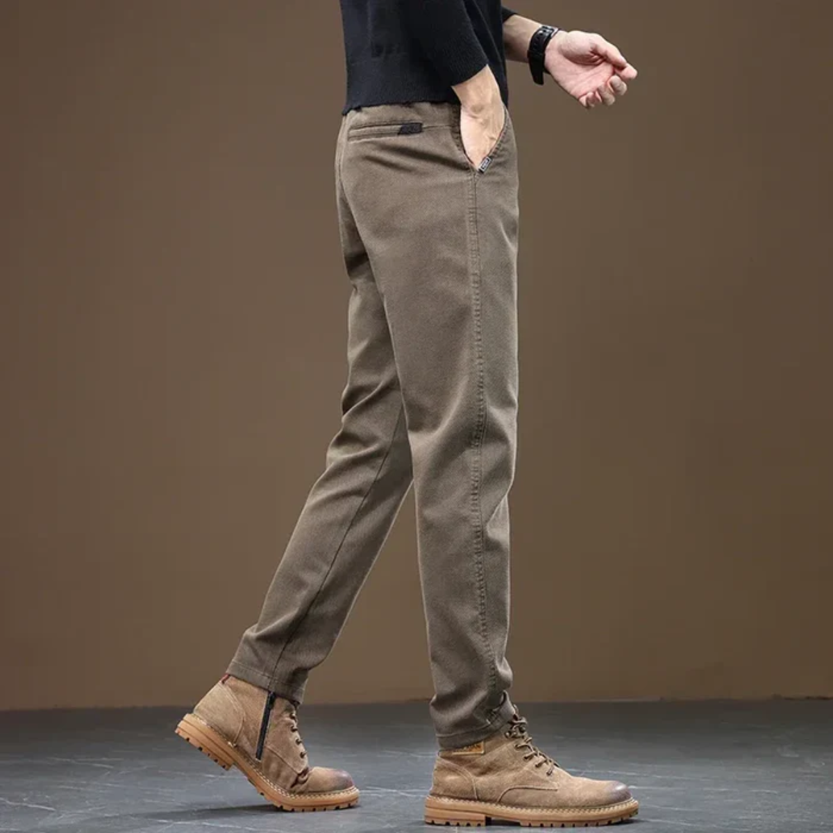 Beau | Men's Straight Leg Chinos Gray Casual Tapered Fit