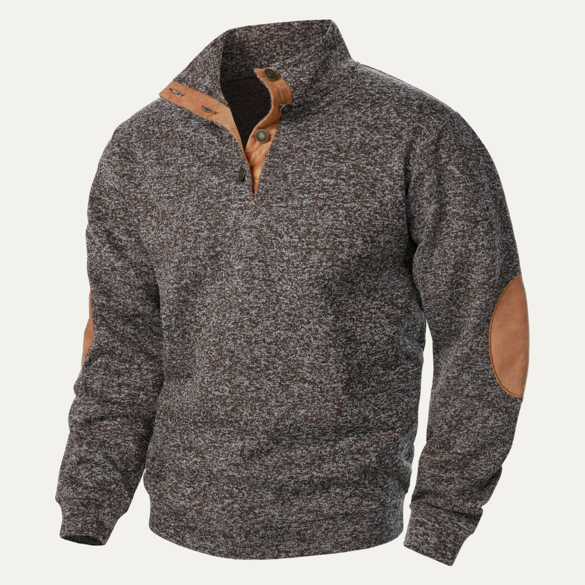Jude | Men's Quarter Zip Sweater Charcoal Suede Elbow Patches