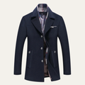 Dama Washington Bram men's navy wool blend casual blazer long coat - front view